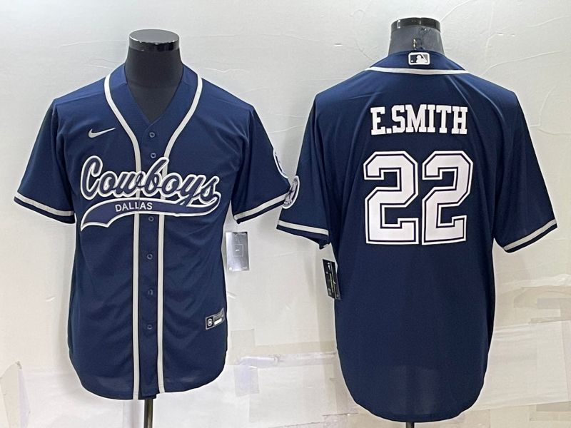Men Dallas Cowboys #22 E.smith Blue 2022 Nike Co branded NFL Jersey